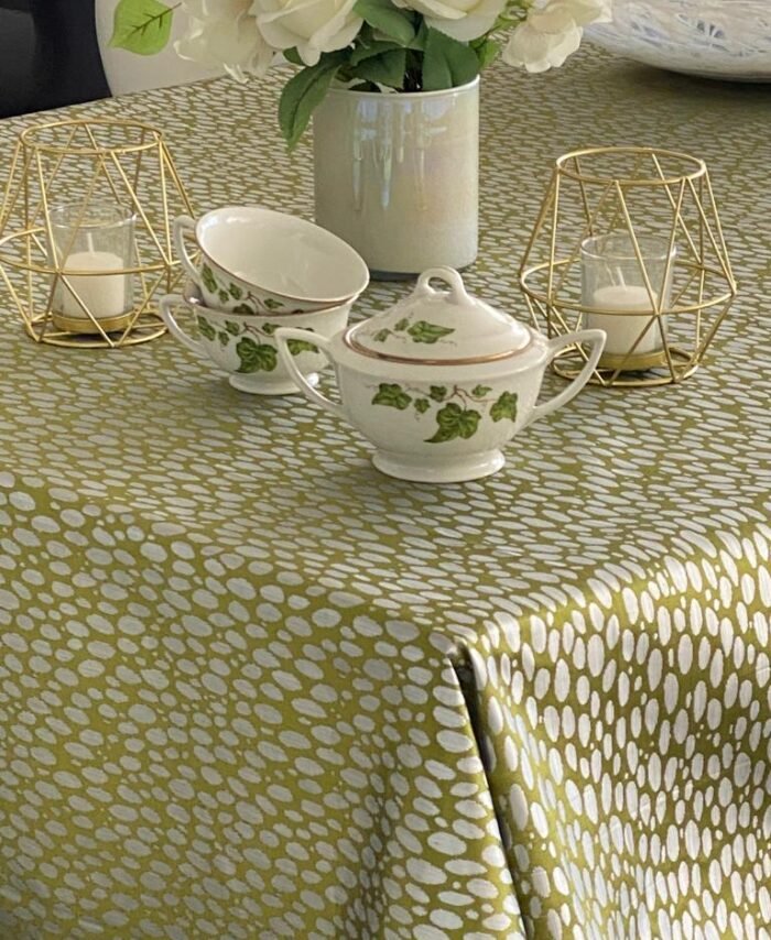 Metallic print : Patio silver / green