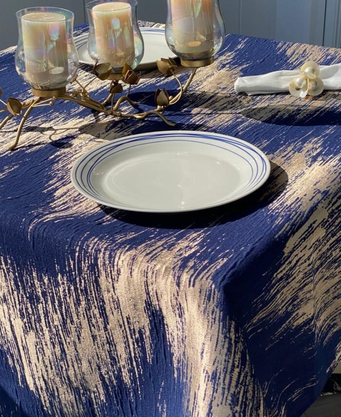 Metallic Print : Paris Navy/Gold Table Cloth