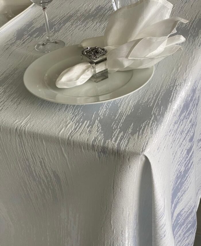 Metallic Print : Paris White Table Cloth