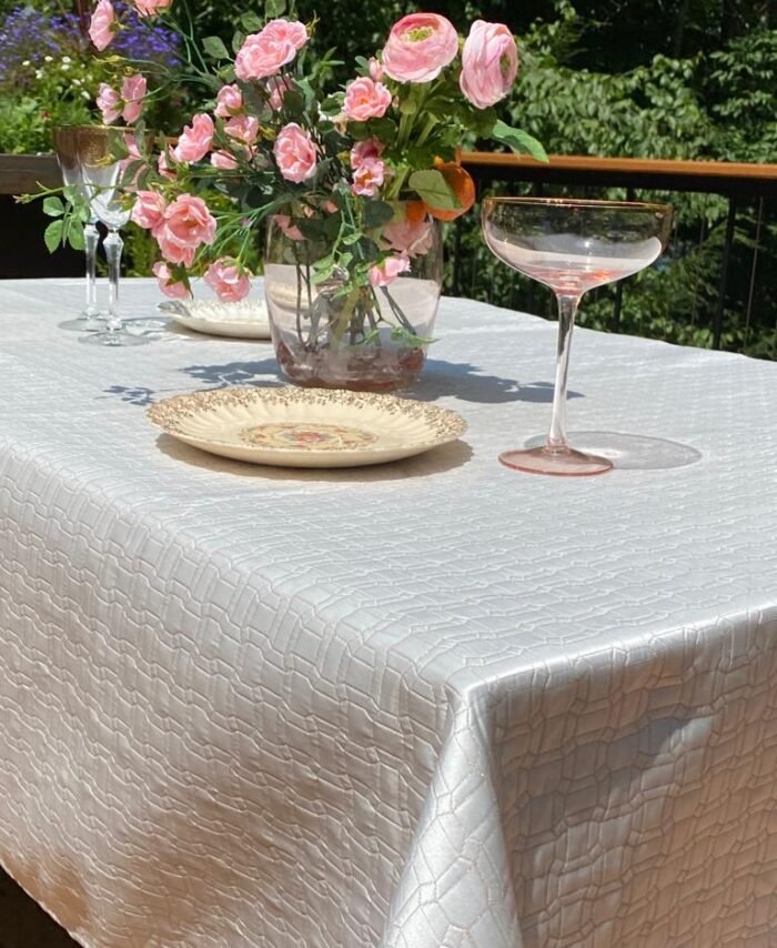 Square White Rose Gold Table Cloth