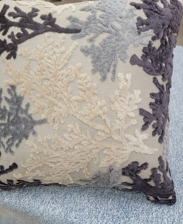 Deep Purple - Black - Beige Cut Velvet Pillow